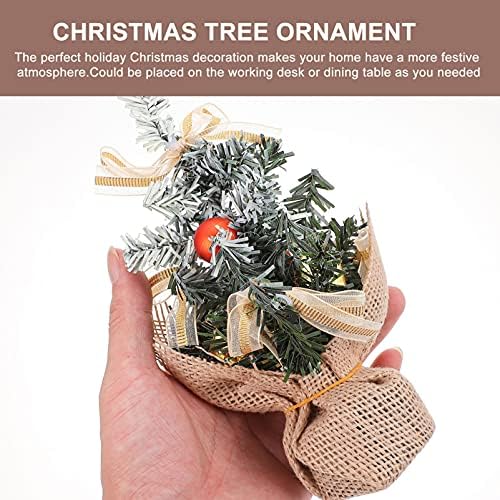 SOIMISS HOME Decor Decor Table Mini новогодишна елка: стоејќи Божиќно дрво со сјајни топки Бурлап база од празник мини хонорарни украси за камин