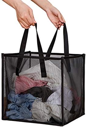 Плачката ја спречува торбата со рачки, преносна и склопувачка валкана облека мрежа корпа за преклопување за складирање на миење,