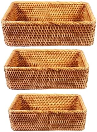 Јасез правоаголна рачно плетена корпа ратан бонбони за складирање пик-садови за храна за леб