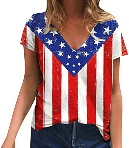 Американска маичка со маица жени жени во САД starвездички ленти Четврти јули маички со лекови против вратот на врвови за теретани за