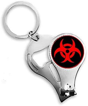 Црвен нуклеарно хемиско зрачење симбол за нокти Нипер прстен клуч за шишиња со шишиња со шише