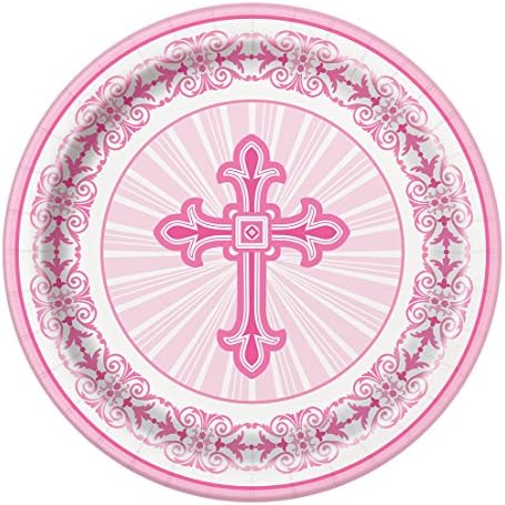 Сјајни вкрстени розови религиозни плочи за вечера, 8CT