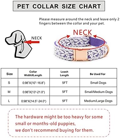 Lekaigo јака за кучиња и поводник, памучна чипка рачно изработена 4-5 ft прилагодливи удобни уникатни јаки за мали средни големи