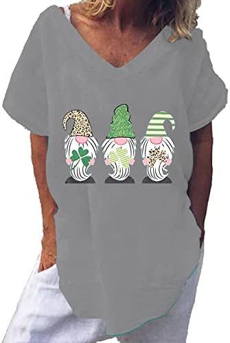 Три гноми маици за жени Свети Патрикс Ден маички секси секси б-врат со кратки ракави блузи плус големина врвови лето
