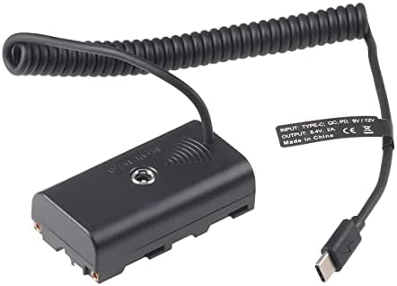 Кабел за адаптер за напојување FOTGA USB Type-C USB-C до NP-F970 Dummy Battery NP-F замена NP-F960 NP-F750 NP-770 на Field Camera