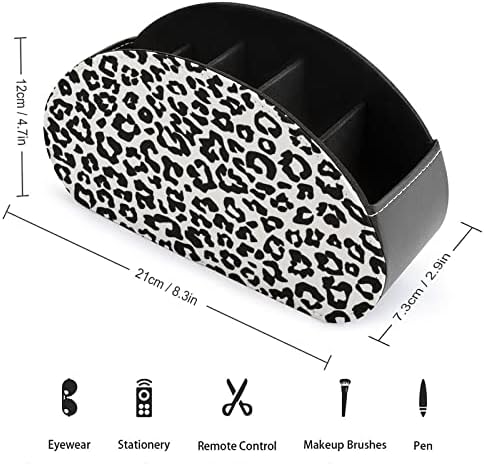 Снег црно -бело леопард печати ТВ -далечински управувачи за далечински управувачи за шминка кутија PU кожа складирање домашна продавница со