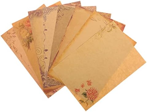 Operitacx 8pcs Гроздобер хартија за пишување цветни букви хартија со старост канцелариски материјал за пишување песни за писма хартија соодветна за копирање на покани з?
