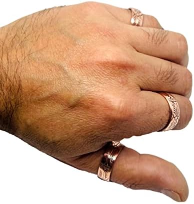 Сет од 3 рачни фалсификувани чисти бакарни прстени. Направено со чиста сурова нетретиран бакар. Помага во намалување на болката