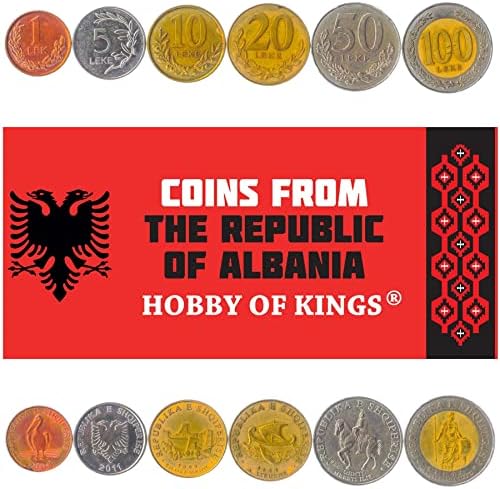 6 Монети Од Албанија | Албанска Колекција На Монети 1 5 10 20 50 100 Лек | Циркулирано 1995-2020 | Теута | Гентиос | Далматински Пеликан