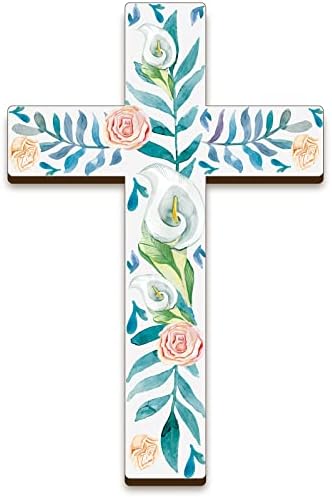 Велигденски крст религиозни украси Инспиративни дрвени крстовички Велигденска врата виси знак Велигденски крст акварел цветни распрскувачи