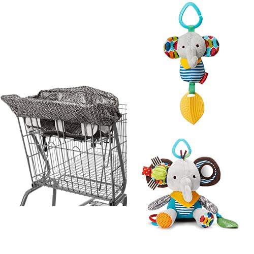 Прескокнете хоп бебешки чими и заби играчка, активност на играчки и количка за подароци за подароци за количка, сив слон
