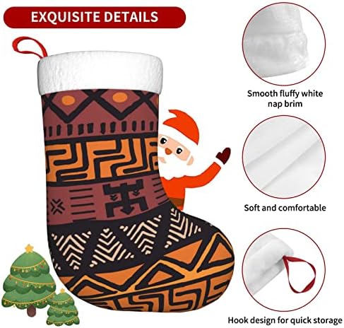 Божиќни чорапи VVTDESA 1 парчиња, африкански кал крпа племенски Божиќни чорапи за Божиќ и Нова Година украсување