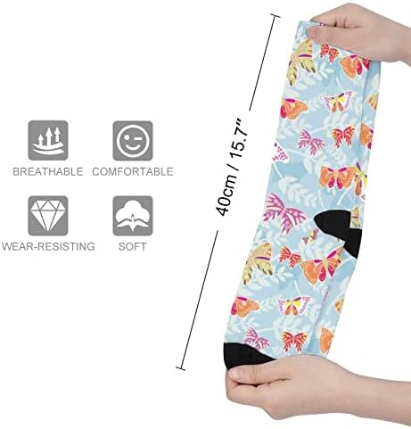 Слатки Пеперутки Печатени Чорапи Што Одговараат На Боја Атлетски Чорапи Високи Колена За Жени Мажи