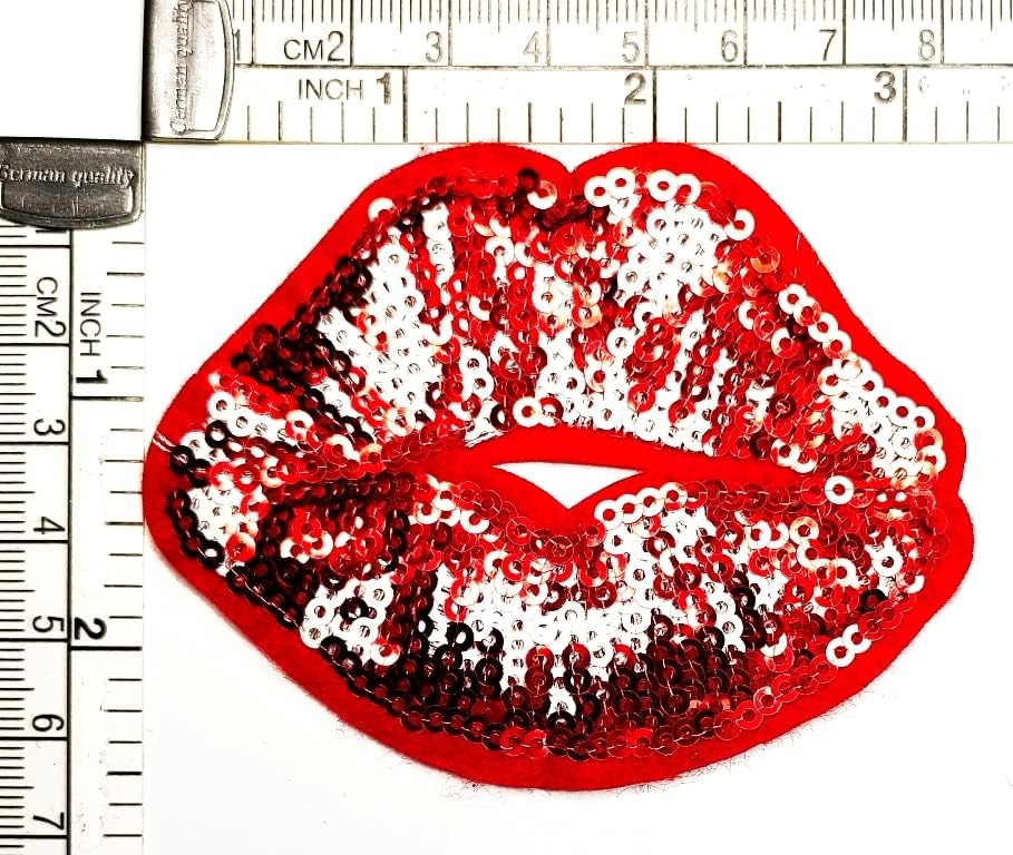 Кленплус 2 парчиња. Светки Црвена Уста Шие Железо На Везени Закрпи Усни Секси Дама Жените Ме Бакнуваат Цртан Филм Мода Налепница