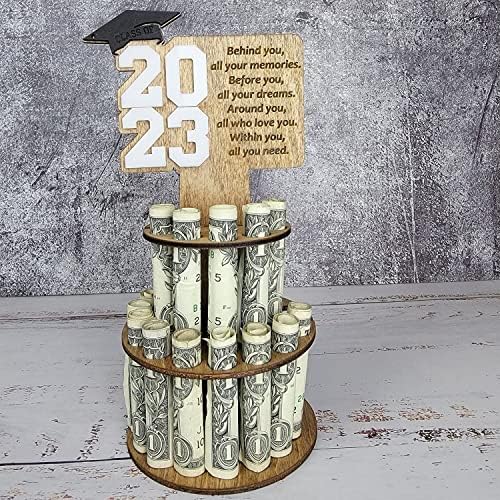 2023 Двоен слој врвен држач за парични подароци за дипломирање пари Дрвени пари држач за пари