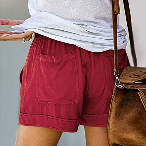 Yubnlvae шорцеви за жени со висока половината лето лето плус големина S-5xl влечење со два странични џебови цврсти трендовски панталони