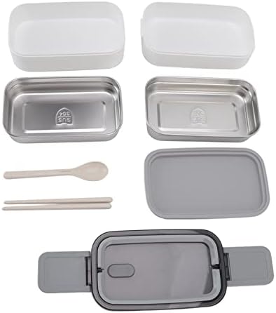 Контејнер за ручек на FDIT, безбеден дизајн за раздвојување двојни слоеви бенто кутија микробранова со лажица за работа