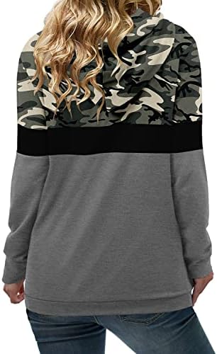 Луди мрежни дуксери за жени со долга ракав џемпер со џебно боење на блокирање врвови