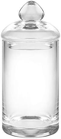 Диспензерот за брисеви за стакло од Барски - тегла со покритие - држач - Складирање - Канистер - За брисеви од памук - Q -совети - за бања