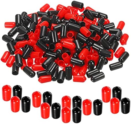 Меканикс 100 парчиња гумени капаци на капаци на капаци од 7,5 мм винил завртка заштитет за завртки за завртки црно црвено