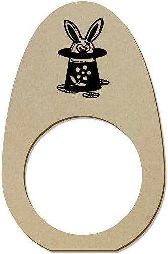 Azeeda 5 x 'Зајак во магична капа' дрвени салфетки прстени/држачи