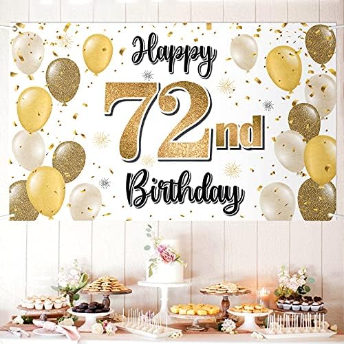 Ласкиер Среќен 72-ри Роденден Голем Транспарент-На Здравје до 72-Годишна Роденденска Позадина На Ѕидот На Ѕидот, Декорации