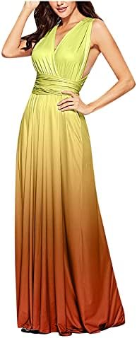 Врзана боја V вратот без ракави максимални венчаници гости фустани за жени 2023 лето долг формален фустан Елегантен коктел фустани