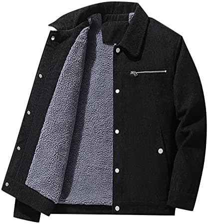 Зимски палто Уфоко, ретро со долг ракав зима плус големина јакна генти домашна облека лабава фитинг јакна цврста зипфронт