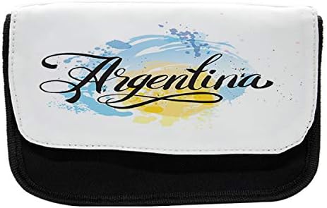 Необичен случај со моливи на Аргентина, акварел изгрејсонце, торба со молив со ткаенини со двоен патент, 8,5 x 5,5, бледо сина сенф