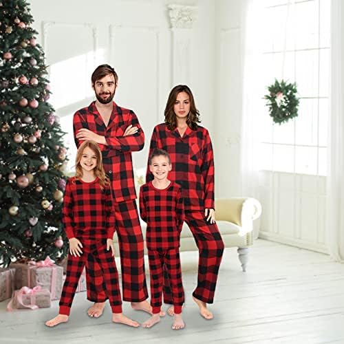 Божиќни пижами за семејство црвена карирана појава на семејни божиќни пижами pj панталони Божиќ 2022 година