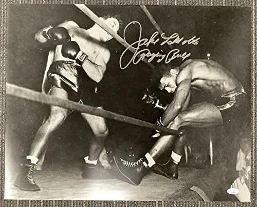 Akeејк Ламота потпиша фотографија 16x20 боксот автоматски шеќер Робинсон беснее Бул Инск ЈСА - Автограмирани фотографии во боксот