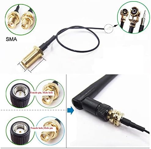 Othmro 5pcs RF1.13 IPEX 1.0 до SMA Femaleенски конектор WiFi Pigtail Cable 0,15m долги адаптер за напојување со електронски кабел за електронски жица за безжичен рутер Поправка на црна боја