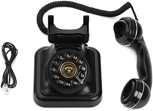 Телефонски ретро фиксни телефонски телефон, класичен телефон со кабел, телефон, старомоден копче за бирање со функција за редицијална функција