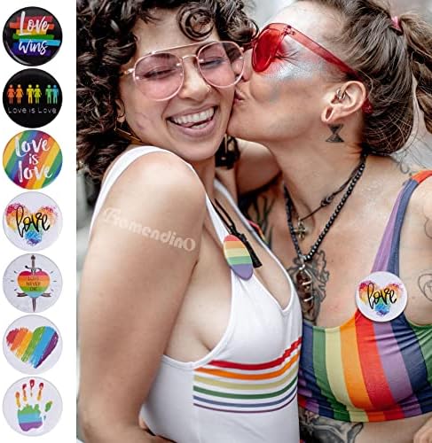 Framendino, 24 парчиња ЛГБТ пинови брош околу копчињата со виножито од геј гордост иглички ЛГБТ лапел иглички за облека ранец за ранец Декор