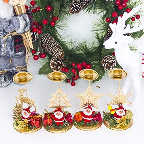 Нуобести 2 парчиња Божиќни Вотивни Држачи За Свеќи Ирваси Дедо Мраз Држач За Свеќи Стојат Божиќен Украс На Маса За Декорација