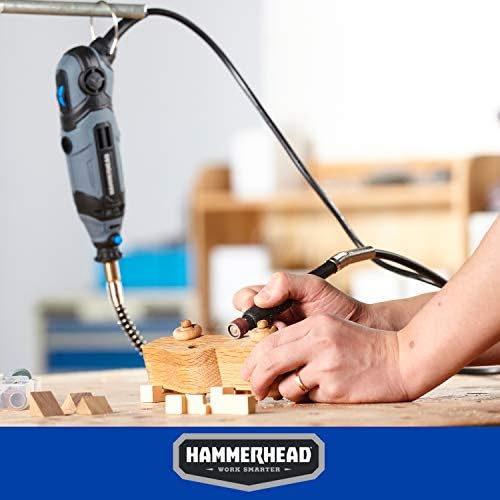 Hammerhead 1.2-Amp Rotary Tool со 62 додатоци за додатоци и куќиште за носење-HART012