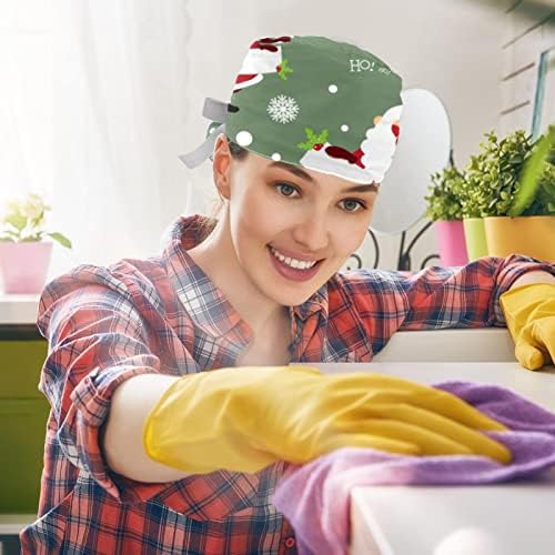 Божиќна чорап starвезда за чистење капи за жени долга коса, работно капаче со копче и џемпери, унисекс вратоврски на грбот 2 пакувања