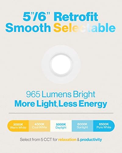 Sunco 24 Пакет 5/6 ИНЧЕН LED Светла Може Да Се Реконструира Вдлабнато Осветлување, Избрани 3000K/4000K/5000K/6000K/6500K Затемнети,