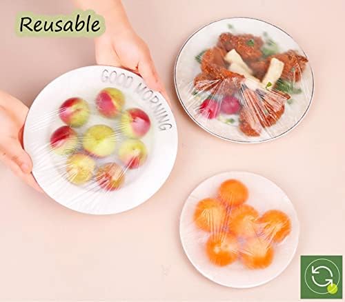 100 парчиња Еластични Навлаки За Складирање Храна Сад За Истегнување Пластична Фолија За Повеќекратна Употреба Покрива Еластична