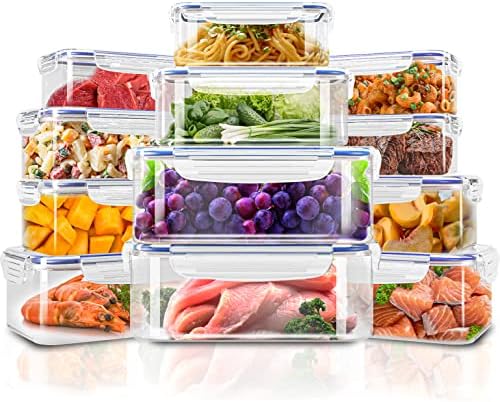 Утопија Кујна Пластични Контејнери За Храна Во Собата-Пакет на 24 Контејнери За Складирање На Храна со Херметички Капаци-Еднократно &засилувач;