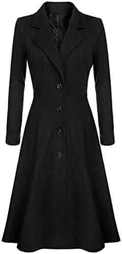 Twgone женски палто моден облечен волна мешавина палто палто палто лаптоп замав, разгорена долга јакна од палто со палто
