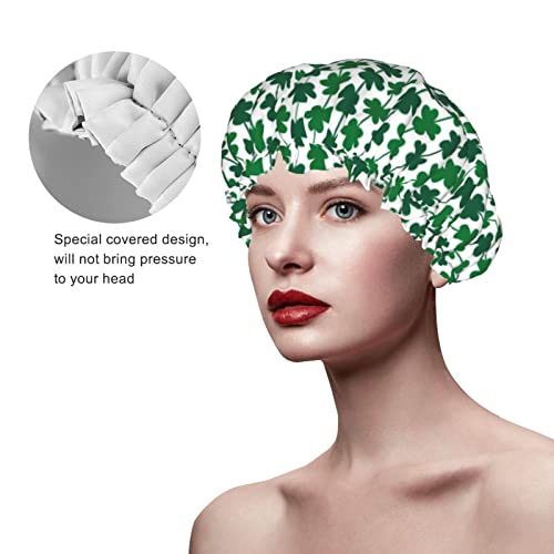 Womenените што можат да се користат за истегнување на полите, капа за коса Свети Патрик Ден Зелен среќен детелина Двоен слоеви водоотпорна