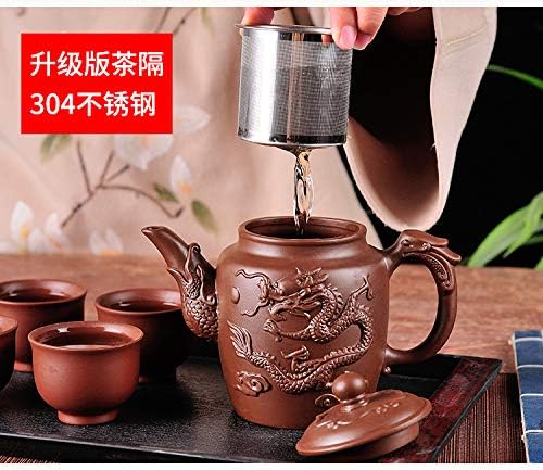 Чајник кинески јксинг чај Гонгфу големи садови 600 мл змеј не'рѓосувачки филтер за лабав чај
