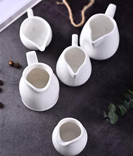 ФУЈУ 2 парчиња Мини Едноставен Бел Керамички Крем со Рачка, Стомна За Крема За Млеко За Кафе