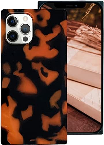 Оморо Компатибилен Со Квадратен iPhone 14 Pro Случај За Жени Девојки Блинг Сјајни Леопард Случај Желка Школка Шема Луксузни Квадратни