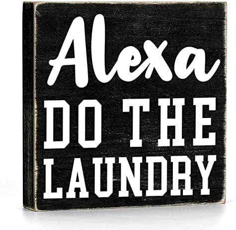 Смешна алишта за перална дрвена кутија со знак за знаци на алекса, дали перална дрвена кутија знак рустикална уметност за купатило