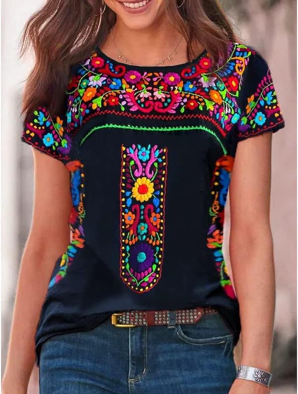 Кошули на Цинко де Мајо за жени - мексикански фустан извезени врвови Бохо кошула