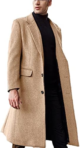 Hsqibaoer есен и зимска британска долга цврста боја на лапчиња лабава лесен машка тренд на волнено палто