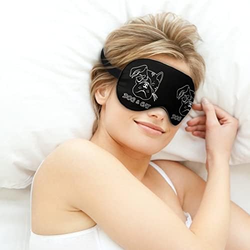 Куче и мачка лице смешно спиење маска за очи меко слепило капаче со прилагодлива ноќна лента за очила за мажи жени