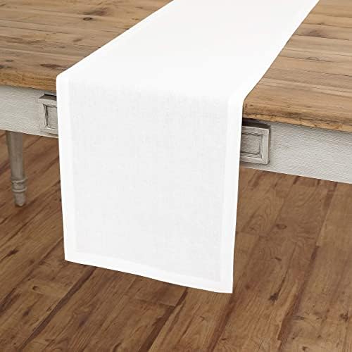 Тркач на табела со чиста лента со солино - бел 14 x 144 инчи - тркач на маса за ткаенини за пролет, лето, јадење - fete,